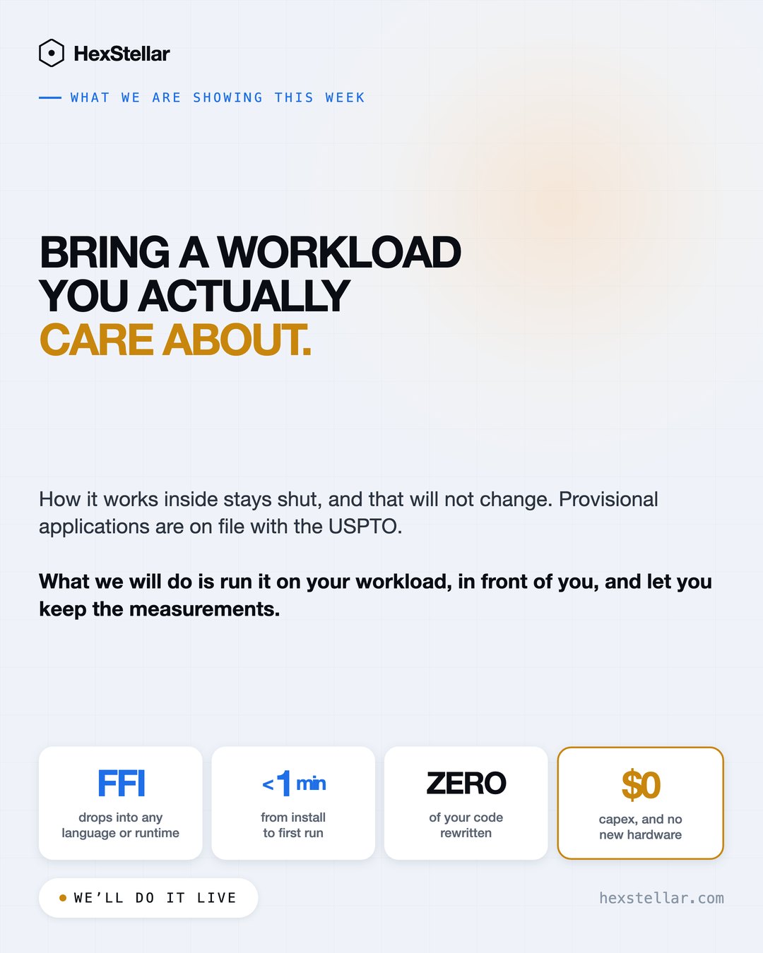 Bring a live workload and measure it