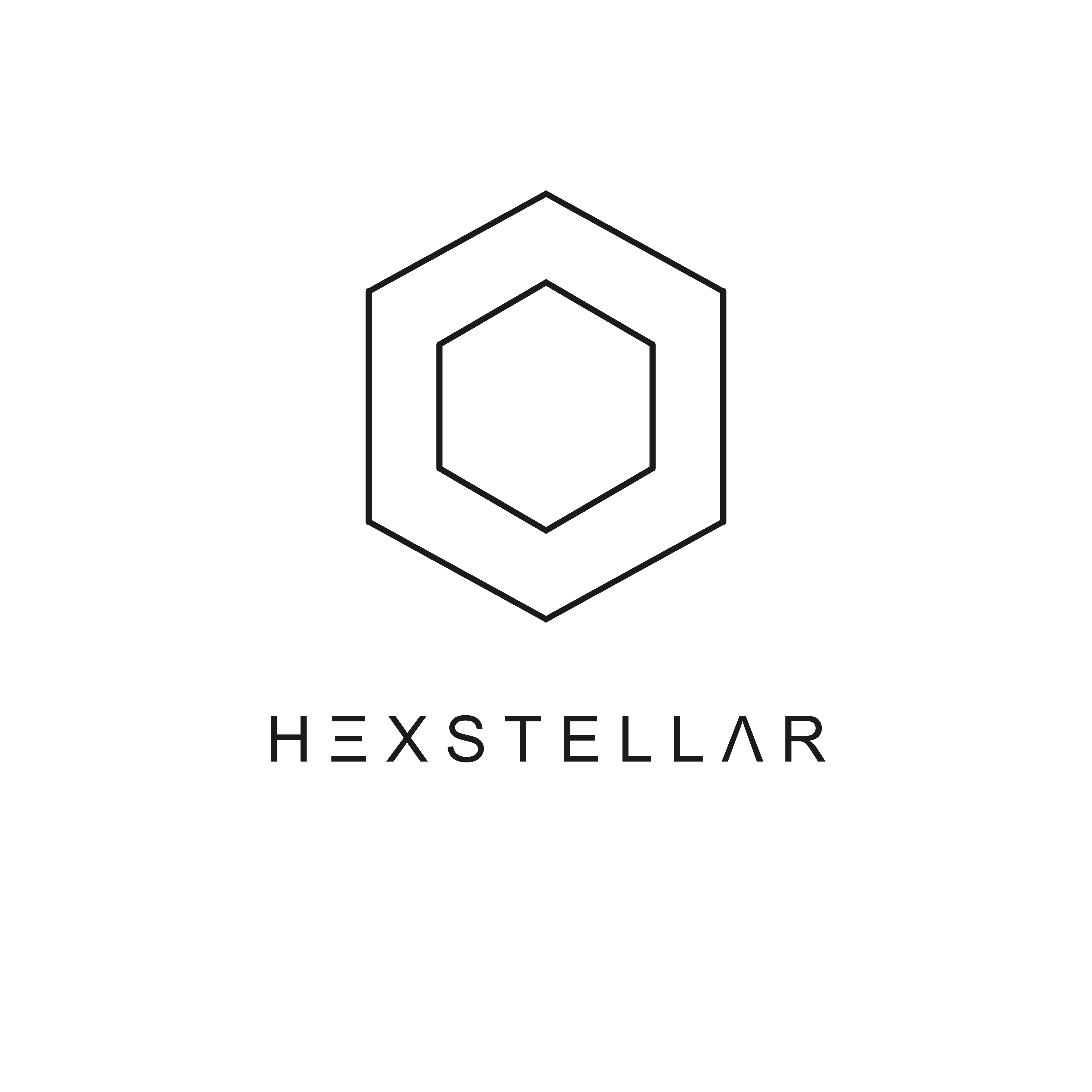 HexStellar stacked lockup — charcoal on white