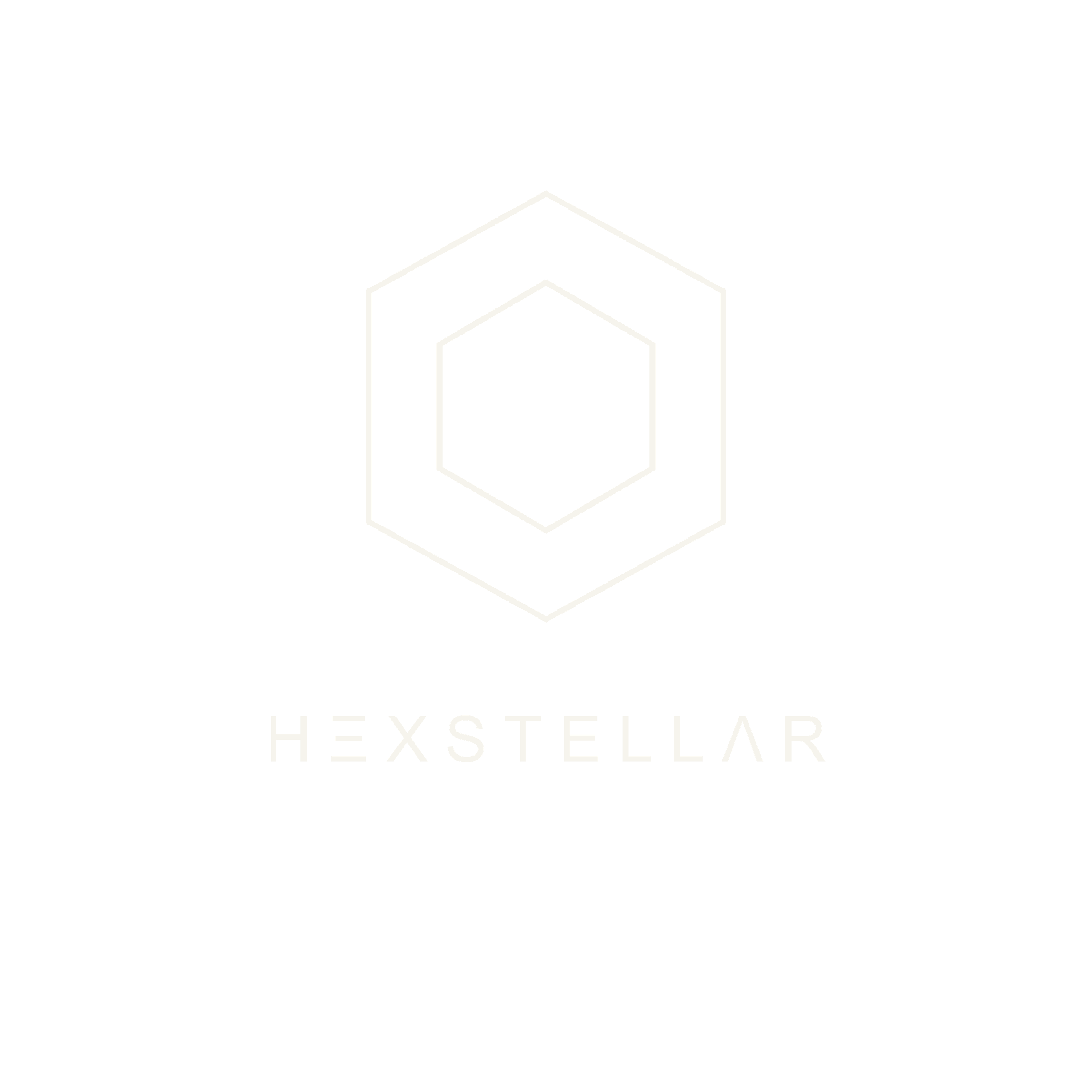 HexStellar stacked lockup — white on #1b1b1b