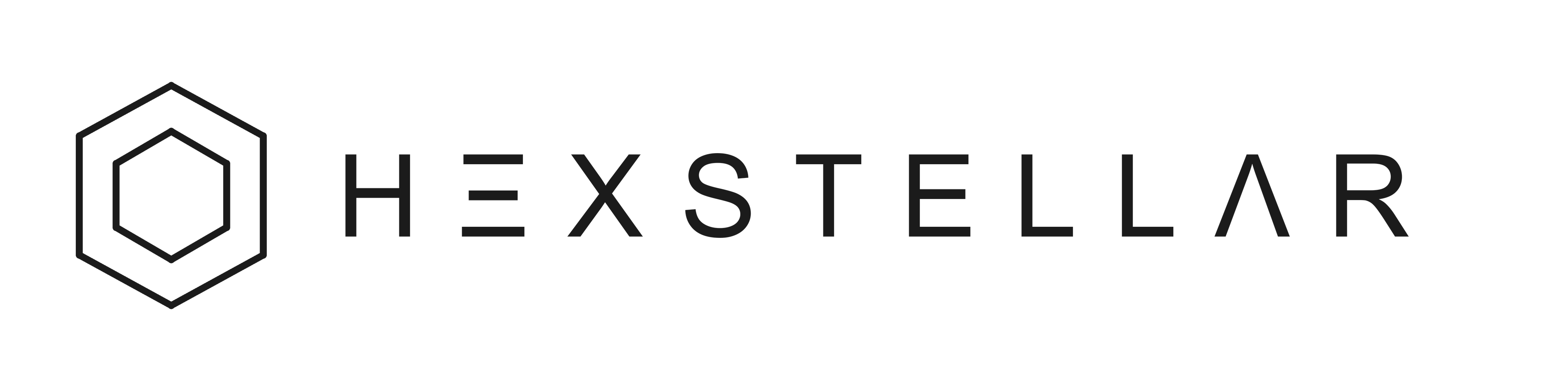 HexStellar horizontal wordmark — charcoal on white